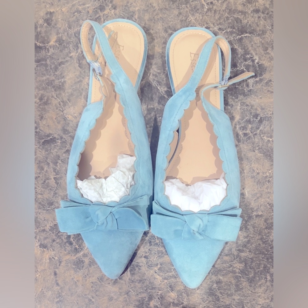 ESSEX LANE Taliah Slingback Sandal point toe size 9 leather upper suede